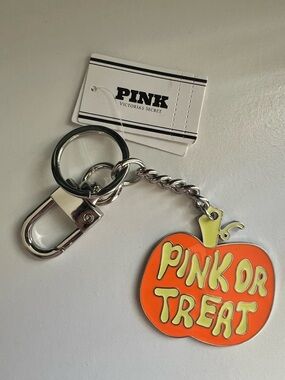 PINK Victoria's Secret Orange Pumpkin “Pink or Treat! “ Keychain